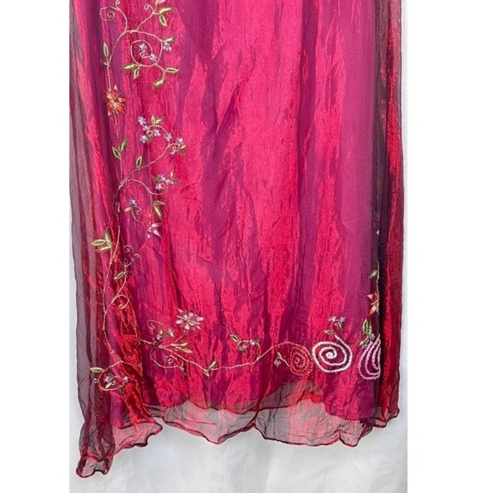 Vintage Y2K Nicole Miller Embroidered Silk Blend Maxi Skirt Goth Fairy Boho 10 - Picture 4 of 13